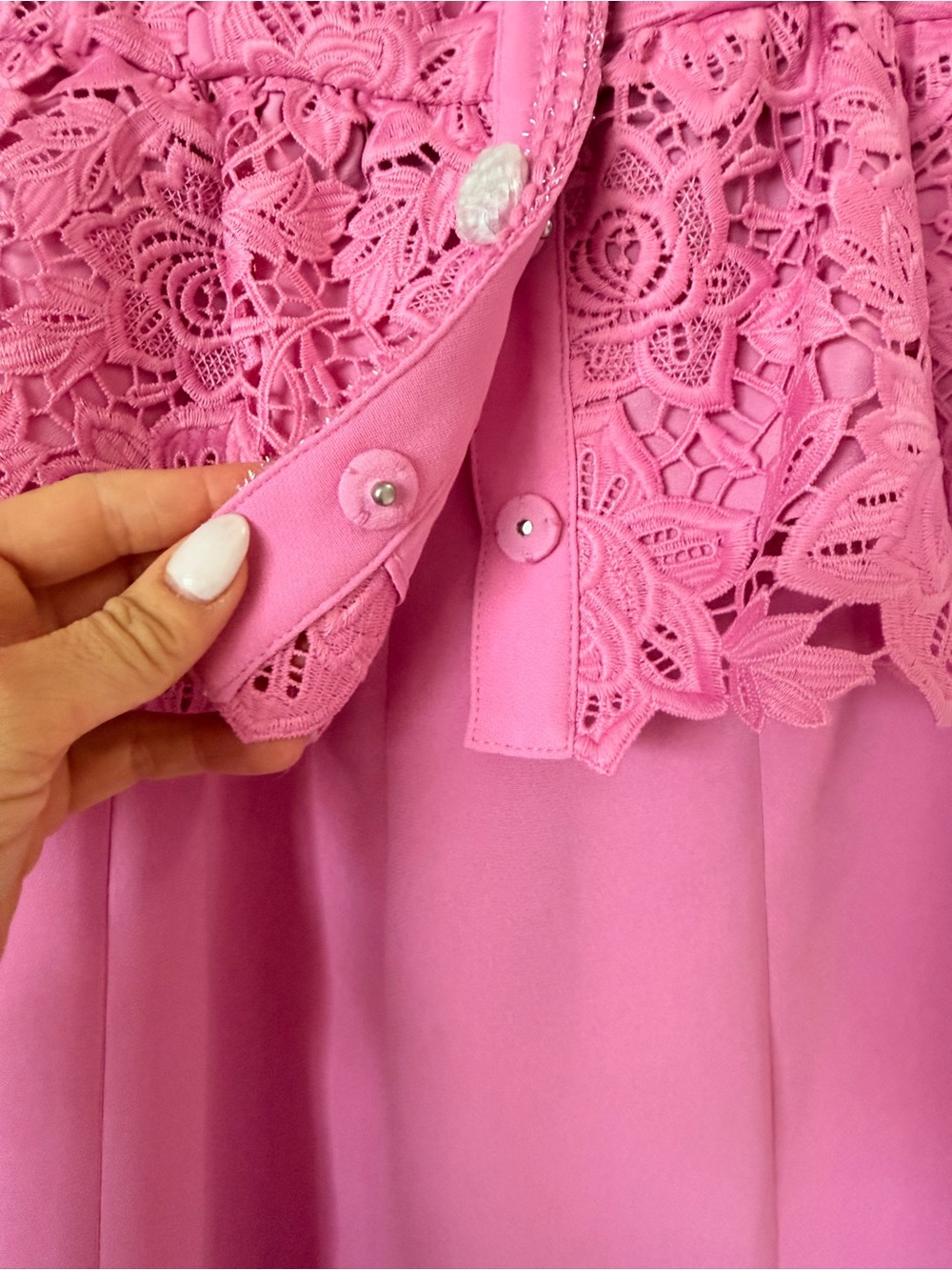 Self-Portrait Pink Lace Peplum Midi Dress - Picture 8 of 8